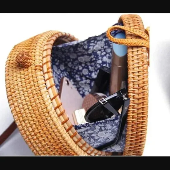 Shoulder Rattan Bag Straw Cross body - Picture 4 of 6